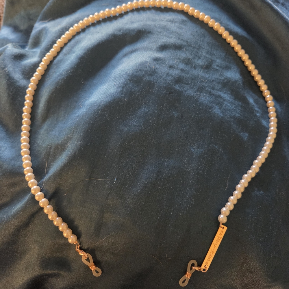 Betsey Johnson Pearl Eyeglass Chain with Gold Accent